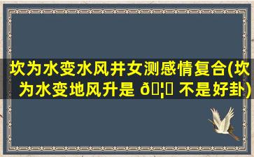 坎为水变水风井女测感情复合(坎为水变地风升是 🦟 不是好卦)